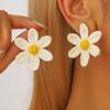 Pendientes de rafia tejidos a mano con estilo festivo de moda europea y americana, pendientes de verano con flores multicolores de ratán dulce junto al mar