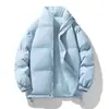 Estilo popular transfronterizo cuello alto color liso algodón chaqueta unisex invierno chaqueta pan talla grande engrosada cálida holgada top moda