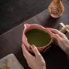 Juego de Matcha de Cerámica Ru Rosa, Tazón de Matcha con Forma de Calabaza, Utensilios de Té de Imitación Vintage Dinastía Song, Soporte para Batidor de Matcha, Soporte para Batidor de Matcha, Soporte de Cien Hojas