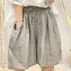 Pantalones finos de verano nuevos, simples, de color liso, de algodón y lino, corte holgado, versátiles, con cordón en la cintura, adelgazantes, de longitud media, para mujer