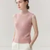 Suéter de Cachemira para Mujer Bai Cai Rong Otoño/Invierno 2026, Sin Mangas, Cuello Semi Alto, Diseño Versátil, Tejido de Lana