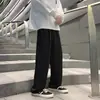 Pantalones Fluidos para Hombre Rectos Sueltos Casuales Largos Primavera Verano Adelgazantes de Gama Alta Negros de Vestir estilo Coreano Trendy