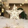 Navidad Nueva estrella luminosa para la punta del árbol Suministros de decoración para el árbol de Navidad transfronterizos para Navidad estrella transparente de cinco puntas con luz