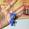 Urso Morango de Borracha Macia Posição Sentada Corpo Inteiro Charme de Bolsa Fofo Acessórios Chaveiro de Carro Desenho Animado DIY Empilhável