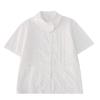 Estilo Japonés Retro Estilo Universitario Diseño Plisado Cuello de Muñeca Azul Bebé Camisa Top de Manga Corta Camisa de Muñeca Estudiante Femenina