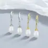 Gancho de Oreja de Perla para Mujer Verano Plata de Ley 925 Nueva Moda Simple ins Combinable Elegante Accesorios para Orejas de Gama Alta