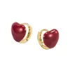 Pendientes Retro Corazón Rojo Otoño/Invierno 2022 Nuevo Estilo Tendencia Estilo Coreano Adornos Rojos para Orejas Aretes de Alta Gama Año Nuevo Mujer