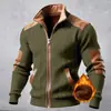 Ins2025 Outono e Inverno Europeu e Americano Transfronteiriço Novo Jaqueta Casual Masculina com Combinação de Cores Textura Forrada com Fleece com Zíper