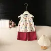 Conjunto de Ropa de Verano para Niñas, Nuevo Elegante Conjunto de Salida Colorido Estilo Dopamina con Lunares y Lazo