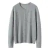 75% Cachemira 25% Seda de Morera Cárdigan de Cachemira con Cuello Redondo para Mujer Mujer 26 Otoño Invierno Nueva Moda Capa Base Ropa de Abrigo