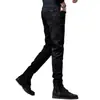 Jeans italiano de alta qualidade com forro de fleece para homens, novidade outono e inverno 2026, calças skinny justas e elásticas, calças compridas casuais