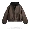 Diseño de Nicho Urbano Chaqueta de Cuero PU Desgastado Suelta Falsa de Dos Piezas Moda Juvenil Casual para Hombre