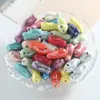 Pulsera Linda de Cuentas de Cerámica Galvanizada con Forma de Pez Agujero Recto Doble Cara Material para Manualidades Cuentas Sueltas de Pez Pequeño Accesorios para Cadena de Teléfono Móvil Cuentas de Porcelana