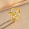 Anillo Exquisito Super Brillante de Circonita para Niñas, Lujo Accesible y Anillo de Apertura Ajustable de Gama Alta, Baño de Oro Real Simple