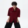 Camisa de manga curta lisa texturizada de verão, unissex, marca moderna, roupa de casal, solta, casual, versátil, camisa de meia manga