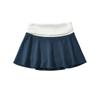 Falda plisada de cintura alta con dobladillo y costuras en contraste de color para fitness, estilo retro americano de otoño, estilo Spice Girl