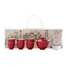 Juego de Té Completo de Cerámica Dinastías Tang y Song Caja de Regalo, Juego de Té Kung Fu para Uso Doméstico, Esmalte de Color Mineral Original, Juego de Gaiwan Jihong