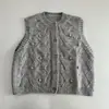 Chaleco de punto trenzado retro con cuello redondo, suéter de otoño e invierno para mujer, nuevo estilo cárdigan, chaleco para el día a día, versátil para capas