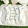 Meias Femininas Curtas para Primavera e Verão, Meias Finas de Algodão Totalmente Brancas com Laço, Renda Listrada, Estilo Japonês Fofo, Meias de Cano Médio para Estudantes JK