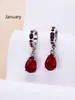 Conjunto de collar y aretes transfronterizos europeo y americano piedra de nacimiento de diciembre circonita acero inoxidable colgante de gota