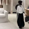 Conjunto Casual Estilo Coreano para Meninas Conjunto Elegante de Camiseta de Manga Longa Slim Fit Listrada Azul Marinho e Calça Longa de Perna Larga para Crianças