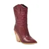 20 Novas Botas Europeias e Americanas Femininas, Botas Romanas Retrô de Bico Fino, Botas Curtas de Cavaleiro com Salto Grosso e Padrão de Escamas de Peixe, Botas para Exportação