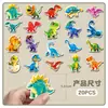 20 Peças de Ímãs de Geladeira Magnéticos Macios Originais de Dinossauro 3D, Animais Fofos de Desenho Animado, Adesivos Magnéticos Decorativos à Prova d'Água Sem Violação de Fronteira