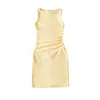 Elegante y Suave Vestido Chaleco Estilo Francés, Nuevo Estilo de Verano, Vestido Elástico Plisado, Falda Corta Ajustada, Falda que Ceñe la Cintura y Resalta las Caderas