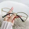 Gafas de Moda Estilo Coreano con Protección contra Luz Azul, Monturas Metálicas Retro de Alta Gama, Selección de Influencers, Efecto Adelgazante, Gafas sin Graduación