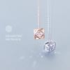 Colar Nalan em prata s925 feminino estilo coreano doce diamante único polígono oco corrente de clavícula geométrica D3862