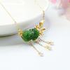 Colgante de Jade Natural Hetian Incrustado en Plata S925, Collar de Jade Verde Pixiu, Suministro en Vivo S2082202A