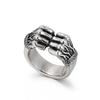 Fabricantes de joyería estilo rock hip-hop lote directo de retro europeo y americano hacer viejo personalidad puño doble anillo de titanio para hombre