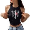 2024 Novo Halloween Colete Feminino Hot Stamping Caveira Abóbora Carta Impressa Sexy Vest Slim Fit Top