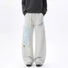 Pantalones Casuales Estilo Americano Estampados de Corte Holgado para Hombre, Nueva Colección Otoño 2026, Tacto de Alta Gama, Cintura Elástica, Pantalones Largos para Adolescentes