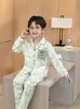 Conjunto de Pijama Masculino Primavera e Outono 2026 Novo Seda de Gelo Manga Longa Roupa de Casa para Meninos Médios e Grandes Fino Conjunto de Ar Condicionado