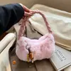 2025 Nuevo Bolso de Axila Trenzado Transfronterizo Bolso de Mano Bolso de Hombro de Felpa Bolso de Moda Versátil para Otoño e Invierno para Mujer