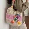 Bolsa de Tricô Casual para Mulheres 2026 Nova Verão Lazer Férias Bolsa de Ombro Grande Capacidade Bolsa Tote para o Dia a Dia