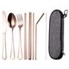 Conjunto de talheres portátil de aço inoxidável 304 para viagem ao ar livre camping conjunto de 8 peças faca garfo colher hashis combinação de canudo