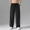 Calça reta de seda gelada transfronteiriça para homens, verão, modelagem solta, com caimento, casual, moderna, leve, de secagem rápida, calça esportiva para adolescentes
