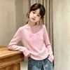 Camada Base Versátil para Meninas 2026 Nova Moda Outono/Inverno Casual Média/Grande Infantil Térmica Escovada Manga Longa Menininha