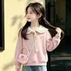 Versátil Conjunto de Dos Piezas para Niños Medianos y Grandes Estilo Escolar Manga Larga Casual Dulce Lazo Jeans Nuevo Estilo Primavera/Otoño