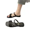 Sandalias para Mujer Planas de Exterior 2024 Verano Nuevo Estilo Hada Vestido Francés Suave de Exterior Sandalias y Pantuflas
