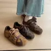 Zapatos de entrenamiento alemanes para mujer otoño Zapatos americanos Argan casual correa de cuero retro hebilla oculta para aumentar altura cordones Rad moda zapatos de plataforma suela gruesa