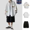 Conjunto de Camisa de Manga Curta de Verão para Homens Plus Size Pessoa Gorda Tendência Americana Jovem Canalha Conjunto Fresco de Três Peças Homens