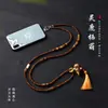 Nueva cadena para teléfono móvil de calabaza de sándalo estilo chino, cadena larga cruzada, accesorio de cultura tradicional china, collar vintage de cuentas budistas, cadena para suéter