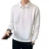 Suéter clásico de moda para otoño e invierno para hombre, con cuello polo ligero para negocios, una camisa polo elegante y sofisticada con estampado jacquard y cuello alto