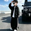 Conjunto de cárdigan para niños de primavera y otoño, conjunto deportivo elegante de dos piezas para niños estilo coreano, ropa fresca para niños mayores, transfronterizo