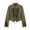 Chaqueta de verano para mujer estilo europeo y americano con textura de gamuza y hebilla de nudo 12684