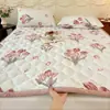 Cobertor de Colchão Espesso de Lã de Leite para Inverno Dormitório Estudantil Tapete de Dormir Individual/Casal Super Macio Coral Fleece Almofada Macia Roupa de Cama