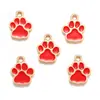 Accesorios para joyería de aleación DIY colgante de huellas de perro con aceite vertido pulsera llavero colgante de collar W396